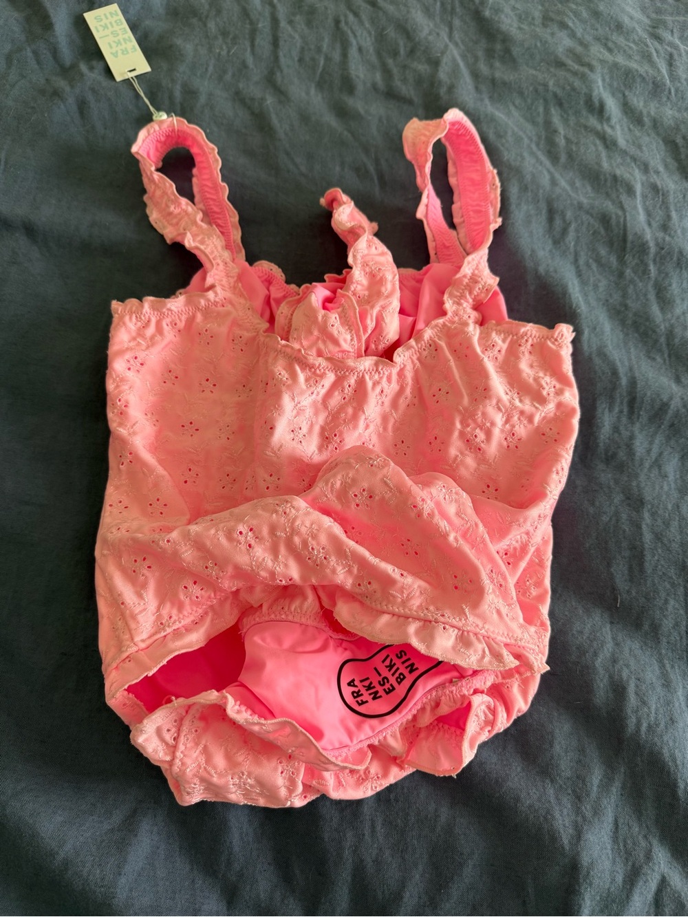 Frankie's Bikinis Pink Lucia Eyelet One-Piece Swimsuit large new nwt w liner - Picture 4 of 5